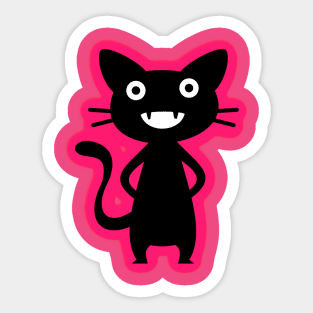 Pink and Black Cute Cartoon Cat Monster Sticker